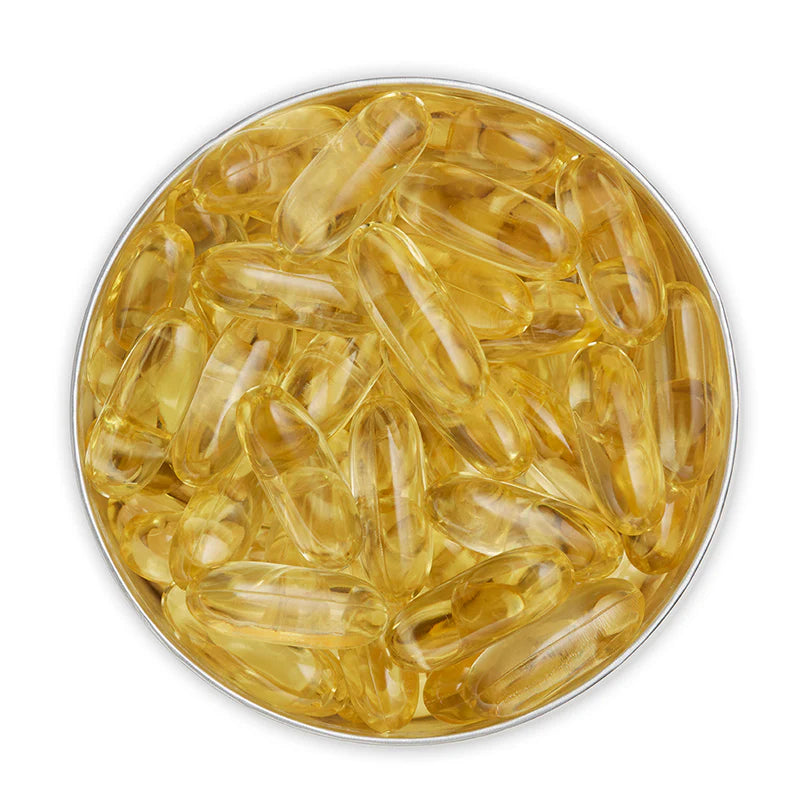 Cápsulas de Skin Omegas+ que ofrecen ácidos grasos omega 3 y 6 para una piel hidratada y luminosa.