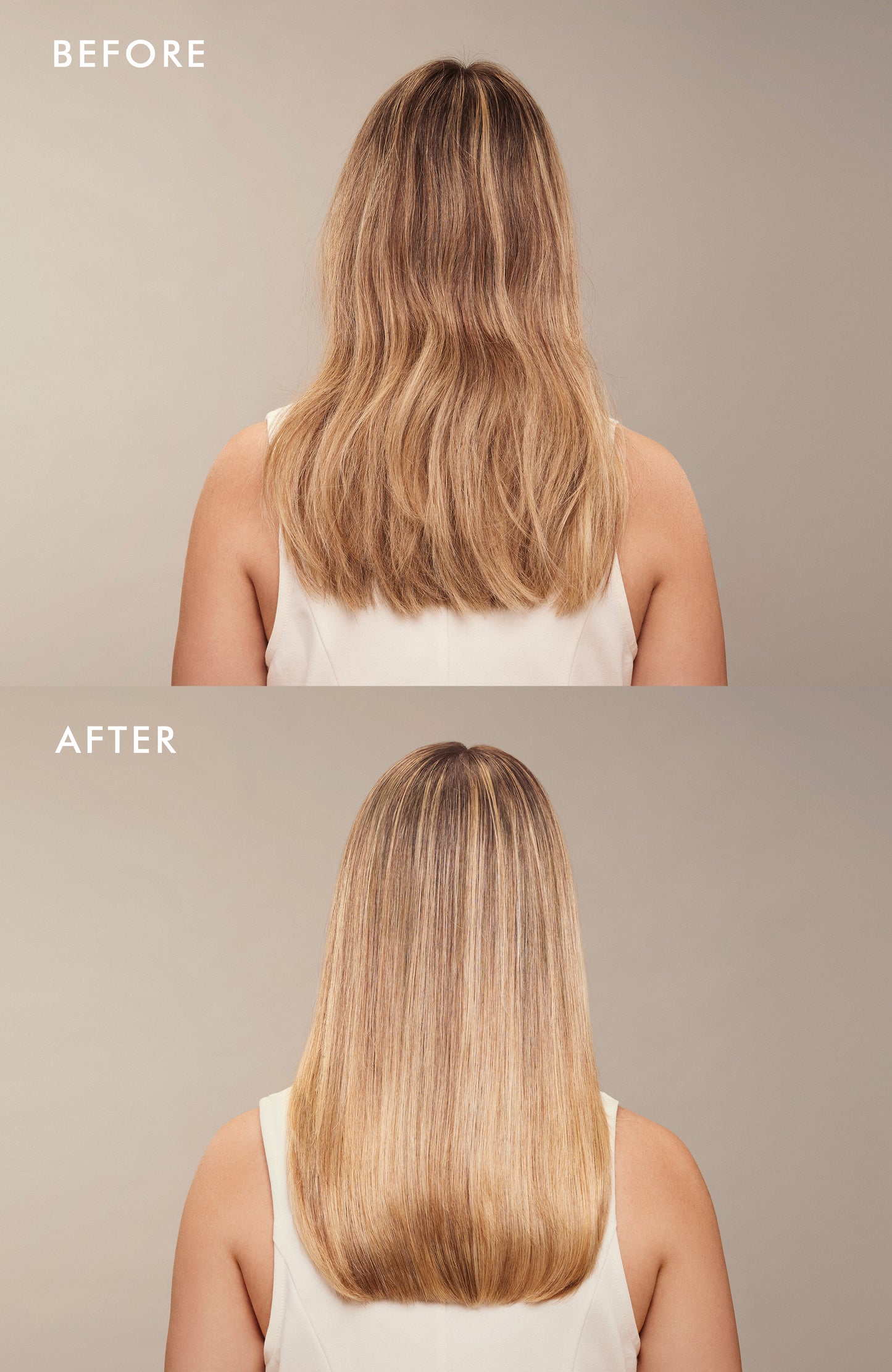 Cabello con acabado espejo tras usar aceite seco ultraligero en bruma