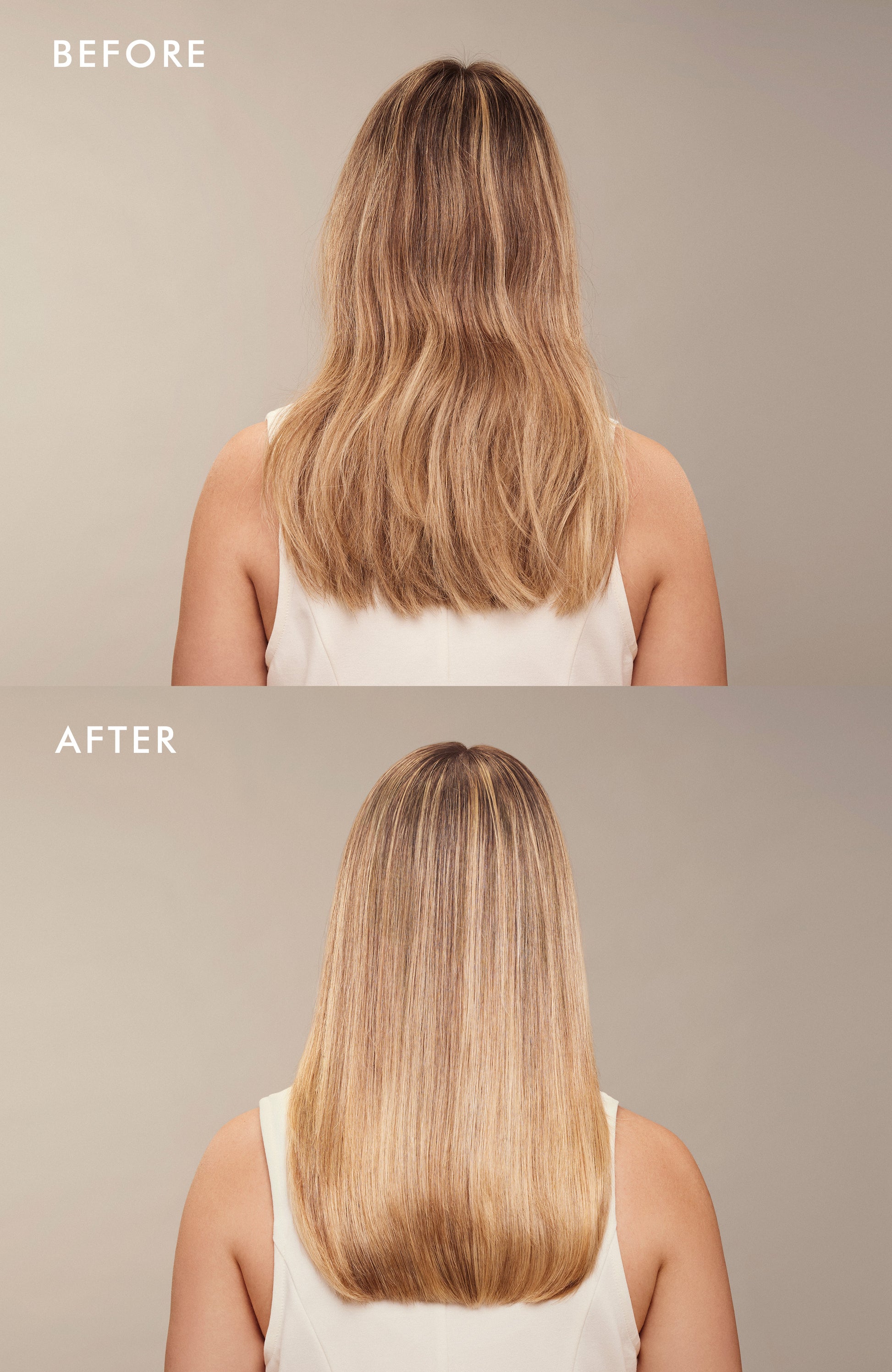Cabello con acabado espejo tras usar aceite seco ultraligero en bruma