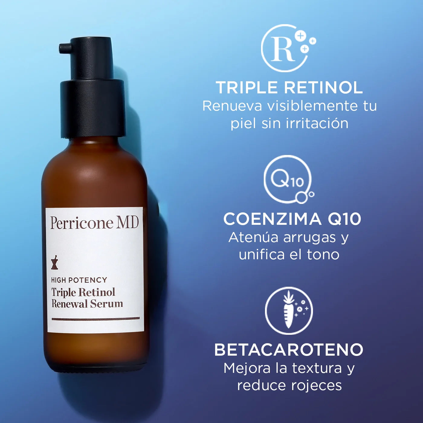 Sérum con CoQ10 y beta‑caroteno mejorando elasticidad y luminosidad