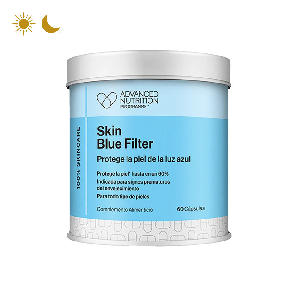 Cápsulas de Skin Blue Filter que protegen la piel de la luz azul y nutren todas sus capas.
