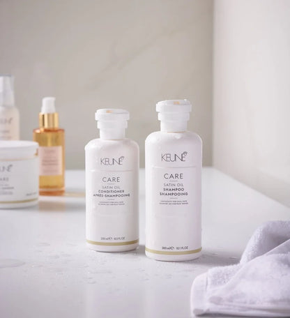 Cuidado intensivo para cabello seco y apagado con el acondicionador Satin Oil.
