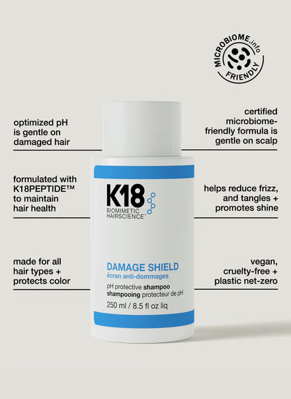 Champú Protector K18 para limpieza suave y protección del color, ideal para mantener un cabello fuerte y saludable