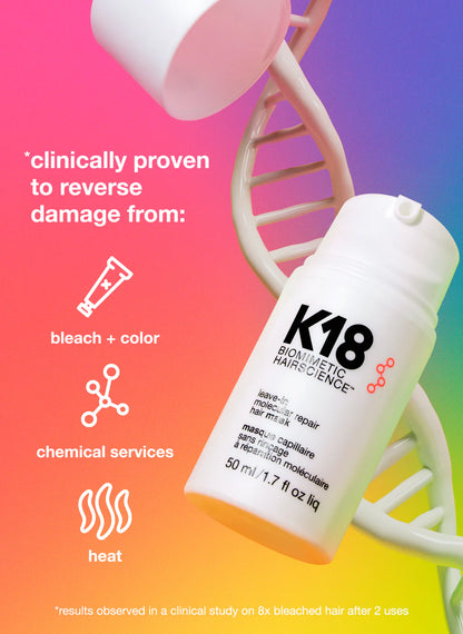 Mascarilla K18 para reparación molecular sin enjuague, ideal para todo tipo de cabello, con tecnología de péptidos patentados