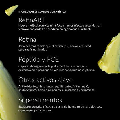 Sérum con bio-retinoides, vitamina C y niacinamida para un rostro radiante y uniforme.